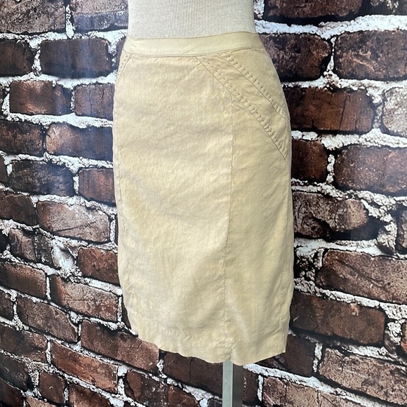 Rebecca Taylor Pencil Skirt Linen Tan Size 0 - Picture 6 of 13
